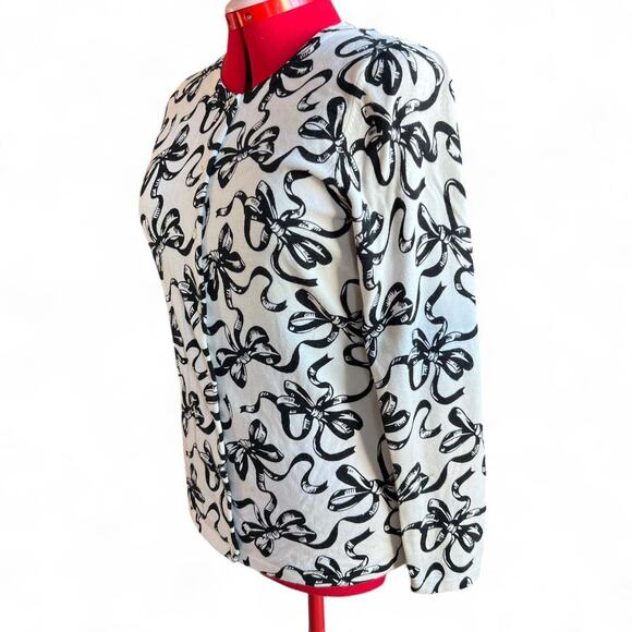 Black white bow print cardigan - Picture 6 of 8